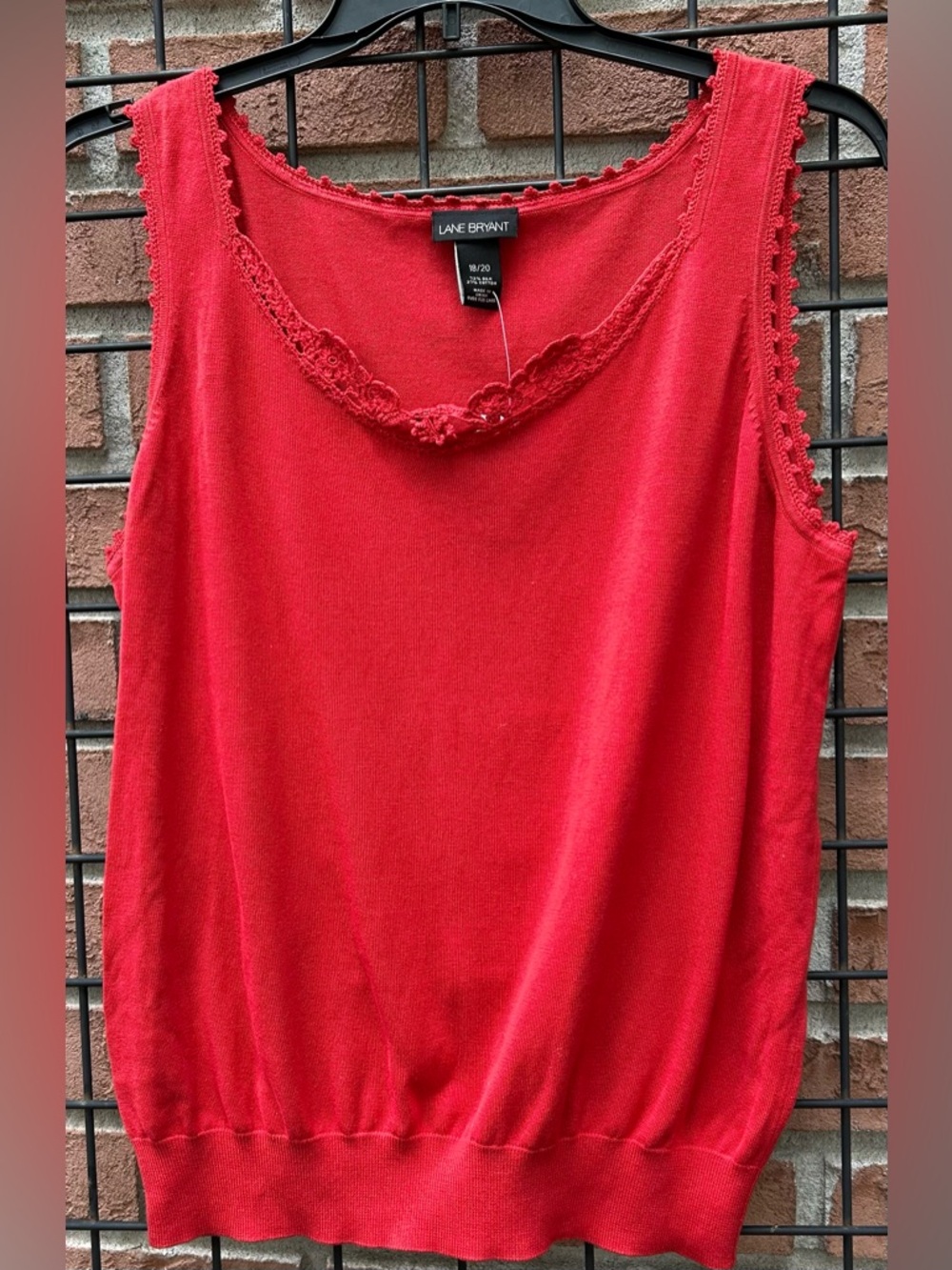 Lane Bryant Red Lace-Trim Tank Top NWT